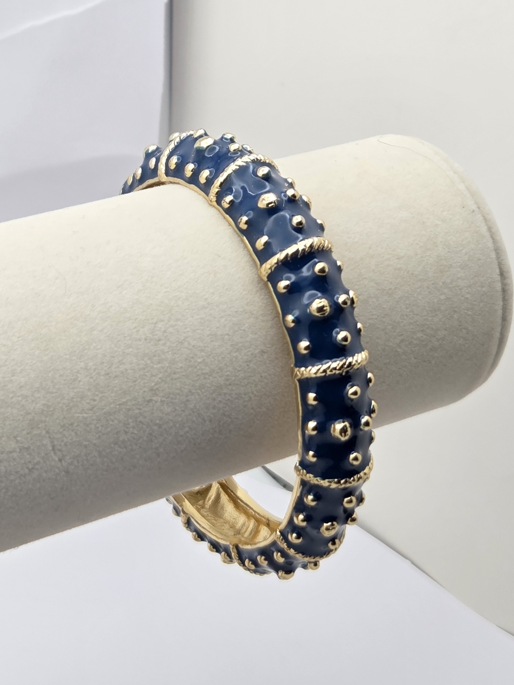 Lilly Pulitzer Navy Blue Enamel & Gold Studded Bangle Bracelet